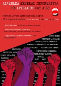 Asamblea de CGT Aragón-La Rioja @ Centro Cívico Estación del Norte