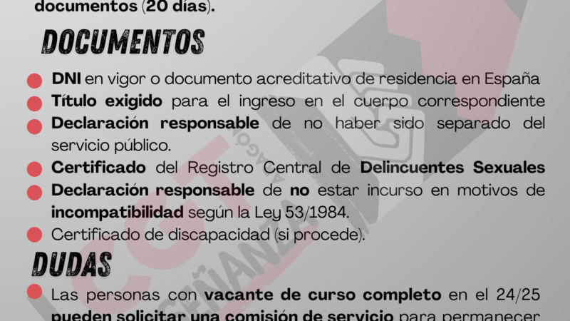 Concurso de méritos de Canarias y comisiones de servicio